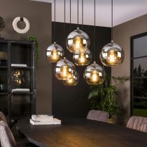 Pier Import - Suspension de table étagée en verre fumé 7 globes ralf