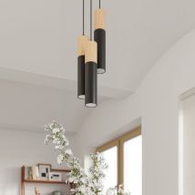 Sollux - Suspension Design 3 Lampes Bois Noir Élégant pour Ampoules GU10 - silamp