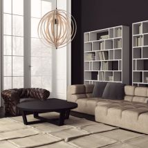 Ideal Lux - Disco - Suspension de plafond cage sphérique à 1 lumière, bois, E27