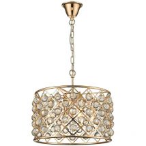 Spring Lighting - Petit plafonnier à 4 ampoules, doré, transparent avec cristaux, E14