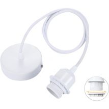 Suspension E27 avec anneau à vis, câble textile réglable 100cm, suspension compatible avec abat-jour, douille idéale pour suspension de cuisine, blanc