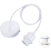 Suspension E27 Avec Anneau À Vis, Câble Textile Réglable 100cm, Suspension Compatible Avec Abat-jour, Douille Idéale Pour Suspension De Cuisine, Blanc