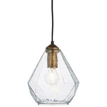 Lampe à suspension simple, peinture dorée antique, verre transparent