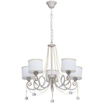 Mw-light - Elegance Vitalina white + gold color metal white color fabric lampshade transparent crystal 540W E14 2700К 4480124