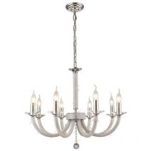 Inspired Diyas Elena - Lustre suspendu à 8 ampoules, chrome poli, cristal