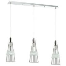 Inspired Diyas Emilia - Plafonnier à 3 ampoules E14, chrome poli linéaire, cristal