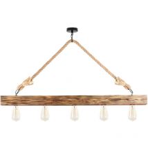 Lustre en bois - 5 lampes - l. 100 x h. 53 cm - Coloris naturel - erebos