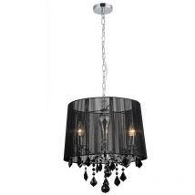 Italux - Cornelia - Suspension à suspendre chrome, 3 lumières noires avec abat-jour en tissu noir, E14