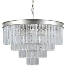 Italux Verdes - Suspension à 8 lumières en argent avec abat-jour en cristal, E14