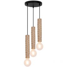 Sampa - Suspension en escalier design Nala 132cm réglable métal et bambou led