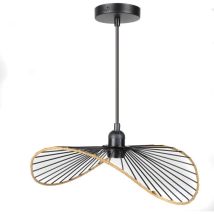 Suspension FORNORD – D. 35 cm – Métal noir et corde de papier – E27 – Matières, Largeur, Style, Longueur, Culot, Finition métal, Hauteur, Tension 