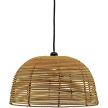Mobilibrico - Abat-jour rond pour suspension en rotin naturel ajouré Hauteur 20cm