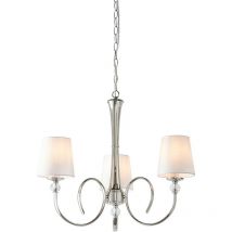 Interiors 1900 - Interiors Fabia - 3 Light Multi Arm Shade Pendant Polished Nickel Plate, Vintage White Silk, E14