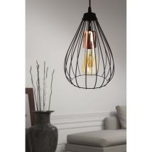 Plafonnier Prism Noir en Métal - Ø24 cm, Hauteur Réglable jusqu'à 65 cm, Type de Douille E27, pour Salon Moderne