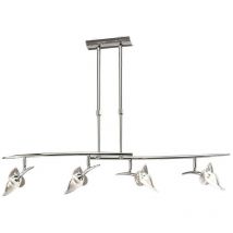 Inspired Mantra Fusion Flavia Flavia Suspension Télescopique Barre Linéaire 4 Lumières G9 Avec Têtes Réglables, Chrome Poli