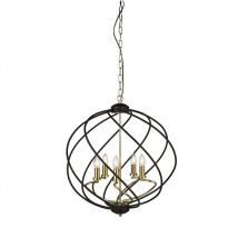 Flow - 5 Light Spherical Pendant Matt Black, Dark Bronze, E14 - Searchlight