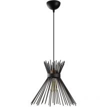 Lustre en Fer Noir Industriel, Diamètre 34 cm, Hauteur 131 cm, Pour Salon Urbain ou Loft