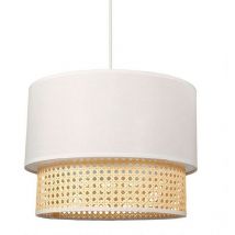 Ostaria - Suspension gigogne ronde cannage tissu blanc D35