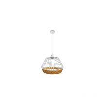 Suspension Hugo Blanc/Métal Naturel et Rotin 1xE27 (Ø30x30x30cm)