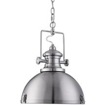 Searchlight - Industrial - Luminaire suspendu à 1 dôme argenté satiné avec diffuseur en acrylique, E27