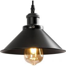 Suspension Industriel et Vintage Métal Lustre E27 Base Pour salon chambre à coucher salle à manger bureau Bar Café Noir (Ampoule non incluse)