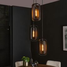 Pier Import - Suspension industrielle à double cadre 3 lampes ralf