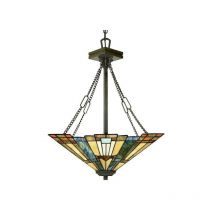 Elstead Inglenook - Suspension à 3 ampoules au fini bronze, Tiffany, E27