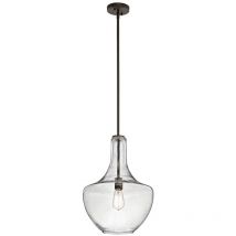 Kichler - Elstead Everly - Plafonnier à 1 lumière, dôme moyen, bronze, E27