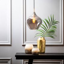 Millumine - Suspension Karel Verre Fume Diamètre 27 Laiton