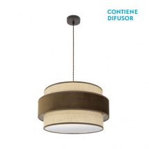 Lampe Suspendue Reyes 2xe27 Marron/naturel Marron Regx50x50 Cm