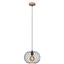 Suspension Lampe à suspendre Brilo ner leuchten winki, 40 w, IP20, noir, métal-bois, excl. 1x E27, ø 30 cm