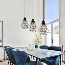 Suspension lampe à suspension cage salon suspension suspension look grille, métal noir, 1x E27, LxPxH 58x15x120 cm