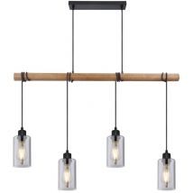 Etc-shop - Suspension lampe de salle à manger en bois suspension lampe suspension en bois lampe suspendue table à manger, verre fumé, 4x E27, LxH
