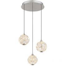 Suspension lampe de salon 3 ampoules LED K9 cristaux H 150 cm