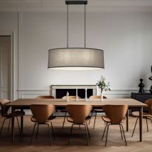 Globo Lighting - Suspension led Lampe de salle à manger Plafonnier Lampe de salon, métal textile, noir anthracite, 2x 9W 2x 810 lm blanc chaud, l 75