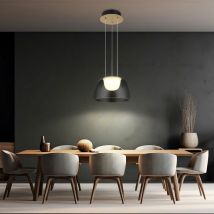 Suspension lampe suspendue plafonnier salon lumière salle à manger lumière, métal verre laiton satiné, 1x led 10W 665Lm 3000K blanc chaud, h 120 cm