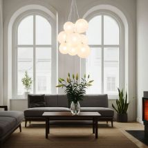 Globo Lighting - Suspension lampe suspendue salon boules de verre satiné 9 flammes d 45 cm