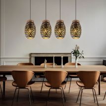Globo Lighting - Suspension lampe suspendue table à manger 4 flammes lampe salle à manger suspension, oriental, métal noir or à motifs, 4x douilles