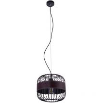 Suspension lampe suspension anneau cuir métal noir h 120 m salon chambre