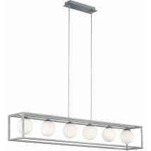 Suspension lampe suspension lampe de table à manger lampe de salon, avec cadre et boules de verre blanc, 6x3.5W 6x320lm, 3000K, LxH 105x150 cm Wofi