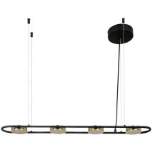 Vente-unique - Lustre led en métal et aluminium - 4 spots - l. 85 cm - Noir et doré - grimbsy