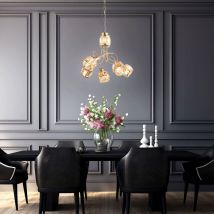 Globo - Suspension led mero 1 spot avec anneau led en laiton doré ambre
