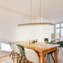 Etc-shop - Suspension led plafonnier suspension lampe de salle à manger lampe de salon, métal mdf aspect bois de graphite, variateur tactile dimmable
