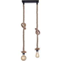 Lampe suspendue rétro au plafond, télécommande dimmable, lampe suspendue en corde de chanvre dans un ensemble comprenant des ampoules led rvb