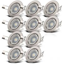 B.k.licht - led à encastrer orientables lot de 10 spots nickel-mat spots plafond encastrables GU10