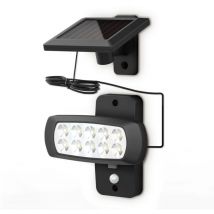 B.k.licht - Lampe solaire led extérieur avec détecteur de mouvements pir projecteur mural maison terrasse balcon IP44 noir