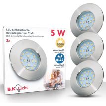 B.k.licht - lot de 3 spots led à encastrer ultra-plats salle de bain IP44 spots encastrables plafond