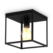 B.K.Licht plafonnier cage métal noir, pour ampoule E27 de max 60W, ampoule non incluse, éclairage plafond vintage entrée, couloir, chambres IP20