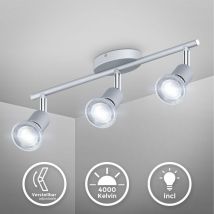 B.k.licht - plafonnier 3 spots orientables 3x5W GU10 barre spots plafond salon salle à manger cuisine couloir lumière blanche neutre 4000K titane