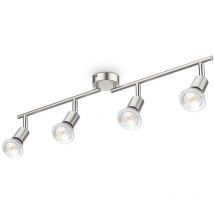 B.k.licht - plafonnier 4 spots orientables 4x5W GU10 barre spots plafond pour salon salle à manger cuisine couloir lumière blanche neutre 4000K